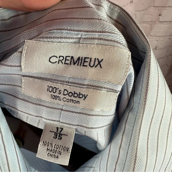 Men's Cremieux 100's dobby Shirt size 17/35 preppy office business attire - Picture 4 of 4